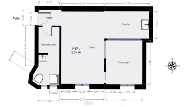 Appartement F2 à vendre - 2 pièces - 30.13 m2 - PARIS - 75017 - ILE-DE-FRANCE - Century 21 Patrimoine 17